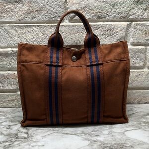 Hermes Brown and Blue Tote Bag